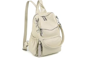 UTO - Bolso Mochila de Mujer Cuero Sintético Bolso de Hombro Bolso Escolar con Bolsillos Laterales con Borlas