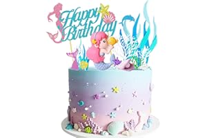 AODIGEGE Meerjungfrau Tortendeko Geburtstag Mädchen Tortendeko Meerjungfrau Kuchen Deko Meerjungfrau Ocean Theme Topper für Frauen Mermaid Party
