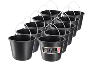 KADAX Wiadro budowlane z tworzywa sztucznego, 12L, kosz na zaprawę do ogrodu, wiadro z wygodnym uchwytem z metalu, wiadro cementowe z wzmocnionym dnem (10)