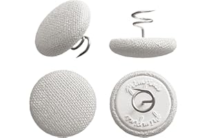 Primpins Upholstery Tacks - 20 Colors Available - Fabric Covered Button Twist Pins - for Slipcovers, Armrest Covers, Armchair Caddies, Bed Skirts, Headliners (Set of 12, Light Grey)
