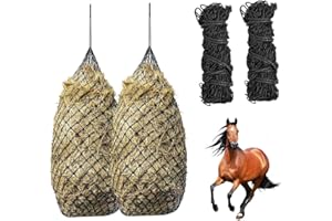 ZOYDP 2 Stück Heunetz für Pferde, Heunetz Engmaschig 5x5 cm, Heunetz für Pferde Groß 10KG, Engmaschig Heusack für Pferde für Artgerechte Fütterung, Verbessert Verdauung, Unterwegs Futtersack (Schwarz)
