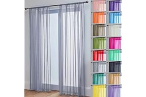 John Aird Lucy Voile Curtains - Rod Pocket Slot Top - Pair Net Curtains - 2 Panels (Silver, W 58" x L 90")