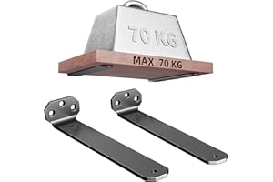 HUAEU Heavy Duty Shelf Brackets 10cm, 2 Pack Black Wall Mounted L Shape Shelf Supports, Floating Shelf Brackets with Screws, 90° Metal Angle Brackets for Kitchen, Living Room, Garage, Office