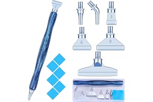 Snewvie Diamond Painting Stift Metall Aufsätze,Diamond Painting Zubehör Set mit 1 Style 5D Drill Pen und 6 Styles Blaue Metall Ersatzköpfe,Diamond Painting Stift mit Gewinde