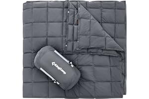 KingCamp Manta de Camping con Botón,Ultraligera, Cálida, Manta de Viaje con Bolsa de Transporte Integrada,Impermeable,Multifuncional,para Camping,Viajes,Avión,Interior o Exterior,Pesca,Casa,Sofa