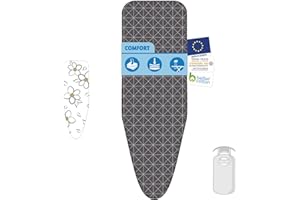 LaundrySpecialist 3-warstwowy pokrowiec na deskę do prasowania Comfort – rozmiar L/XL Universal Max 52 x 140 cm – dostępny w dwóch rozmiarach – wyprodukowany ze 100% bawełny z grubą warstwą moltona,