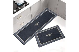 LHHMZ 2 Pcs Kitchen Rugs, Comfort Floor Mats, Anti Fatigue Kitchen Rug Sets, Washable Non Slip Kitchen Rug Runner for For Kitchen, Hallway, Home Decoration