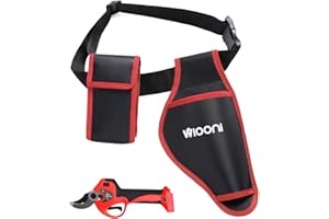 WIOONI Fodero per Forbici Potatura Elettriche, Fondina per Cesoie da Potatura con Sacchetto della Batteria (Rosso)