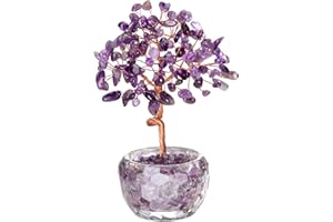 CrystalTears Amethyst Crystal Tree Healing Crystal Tree Life for Home Office Living Room Decor Handmade Crystals Gemstone Money Trees for Money Positive Energy Good Luck Gifts for Women Men Birthday