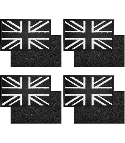 Toppa Bandiera Britannica Union Jack Nera Ricamata, Da Applicare A