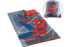 IDEA NUOVA Marvel Spiderman 2 Piece Sling Bag and Sleeping Bag Set, 30"Wx54"L, Ages 3+