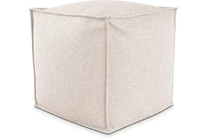 Deshome - Pouf poggiapiedi 50x50x50 cm idrorepellente con imbottitura sfoderabile per esterno interno: Puff design per divano soggiorno camera da letto, Puff, Pouffe salotto Light Pouf (Beige)