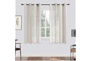 MRTREES woal, 140 x 145 cm, 2 panele, kremowo-białe, oczka, woalowa zasłona z paskiem, półprzezroczyste zasłony do pokoju dziecięcego, salonu, sypialni, kuchni, 140 x 145 cm