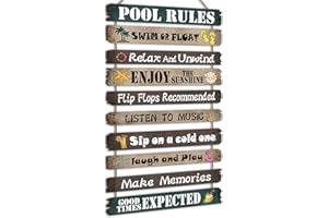 Tatuo Hot Tub Pool Patio Rules Signs Gifts Wood Funny Rules Signs Decorative Outdoor Regulations Plaque Wall Bath for Bathroom Pool Backyard Outdoor Wall Art Accessories(Elegant)