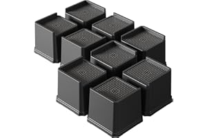 Lutown-Teen Rialzi per letto a forma di L, 10,2 cm, resistenti, confezione da 9 pezzi, sollevatori per mobili da letto di grandi dimensioni, 0,7 kg, per divano e tavolo, nero