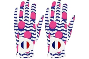 AXKAL Gants De Golf Femme De 2 Main Gauche Droite avec Marqueur Balle Drapeau France Cuir Soft Durable Femmes Ladies Fashion All Weather Grip