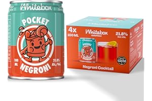 WHITEBOX COCKTAILS Single Serve Classic Pocket Negroni — Case Of 4 Cocktail Cans | Classic Full Strength Negroni Cocktail | Pre-mixed Cocktails Ready To Drink 4x100ml
