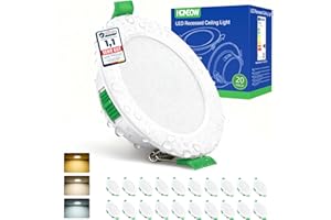 ‎HOMEOW HOMEOW 20er Set LED Einbaustrahler 230V, 5W 400LM LED Spot 68mm - 78mm Lochmaß, IP44 Warmweiß Neutralweiß Kaltweiß Deckenspots, 24mm Ultra Flach Einbauleuchten für Badezimmer Küche