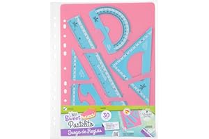 STARPLAST RÈGLES EN PLASTIQUE QUIJOTE - Règles Sweet Pastelito, mesures de 9 à 30 cm, couleurs pastel, avec étui en plastique, pour une utilisation scolaire ou universitaire - Set 30 cm Bleu