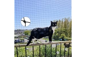 Ancecos Filet de sécurité pour Chat (Filets de Balcon) avec Fil renforcé, 6x3m; résistant aux morsures; Noir