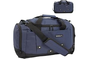 BORDLITE Small Sports Holdall 22L – 45x25x20cm Cabin Size Gym Bag, Travel Duffle Bag with Shoulder Strap – Lightweight Hand Luggage Underseat Bag - Navy