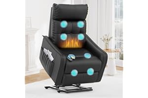 sisolos Recliner Armchair Rise and Recliner Chair for Elders, Power Lift Chairs with Massage & Heat, Extended Footrest, Electric Recliner Sofa Reclining Chair For Living Room with Dual Remote Controls