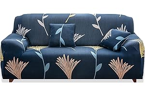 Teynewer 1-Piece Fit Stretch Sofa Cover, Sofa Slipcover Elastic Fabric Printed Pattern Chair Loveseat Couch Settee Sofa Covers Universal Fitted Furniture Cover Protector (2 Seater, #Wildflower)
