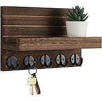Lwenki Schlüsselhalter Aus Paulownia-Holz – Wandorganizer Mit Haken & Ablage, 24 X 17 Cm