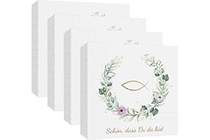 COMKRIVY 80 St. Servietten 'Schön, dass du da bist!', Fisch-Tischdekoration für Taufe, Kommunion, Konfirmation oder andere festliche Anlässe, 33 x 33cm