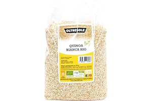 Oltresole, Quinoa Bianca Biologica 1 Kg, Semi di Quinoa Bio, Fonte di Proteine e Fibre, Ideale per Piatti Vegani e Ricette Salutari, Confezione Perfetta per Famiglie