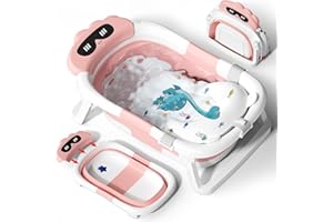 COOSEYA Vaschetta Bagnetto Neonato, Vasca Neonato Bagnetto Per Bambini Con Cuscino Di Supporto Per 0-18 Mesi, Neonato, Regalo Ideale Per Neonati, Portatile Da Viaggio Pieghevole, Rosa