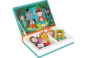 Janod - Magneti'Book Story Book - 40-Piece Magnetic Educational Set - Encourages Motor Skills and Imagination - Suitable for