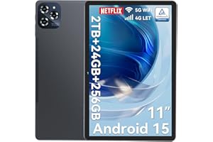 TABWEE Tablet - 11 Pulgadas Android 15 - Gemini AI - 8000 mAh - 4GB+64GB, 2TB Tablet, Widevine L1, 1920 * 1200 FHD, Octa-Core T615, Dual Cámara 16MP+8MP, Tableta 4G LTE/5G WiFi, GPS, BT5.0