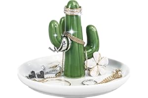 Uncle Paul Cactus Ring Holder Ring Dish Ceramic Jewelry Ceramic Organizer Storage Plate Decorative Trays Bracelets Earrings Trinket Tray Creative Home Decor Gift for Women Girls KH06XR