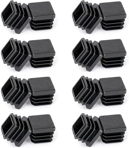EMFA Bouchon Tube Carré 15x15 Mm Noir – Embout à Lamelles En Plastique – Capuchon 1,5x1,5 Cm – Lot De 10