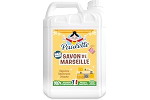 Paulette - Savon de Marseille Authentique - Dégraissant Ménager Surpuissant au Bicarbonate, Multi-Surfaces Ecocert - Fabriqué en France - 5 L