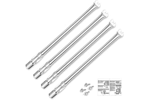 Denmay Lot de 4 brûleurs 49,5 cm pour barbecue à gaz Weber Genesis 300, Genesis E330, E320, E310, S310, S320, S330, avec boutons de brûleur avant, brûleur en acier inoxydable 304 remplace 62752 pour
