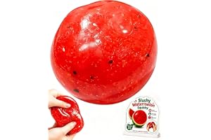 Slushy Watermelon Squishy, realistisk fejk mat stressboll, noll studsar tillbaka squishys vattenmelon sensorisk klämma, mosad hud, mjuk fylld klämavslappnande fidget för vuxna