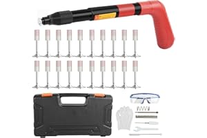 ZHFEIIRU Nagelzange mit 20 runden Nägeln, Nagler mit Handschuhen, Bürste, Brille, Schraubenschlüssel, Ohrstöpsel (RED)