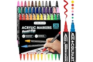 ‎COLPART colpart Acrylfarben stifte Acrylstifte für Steine Wasserfest 36PCS Acrylic Paint Marker Stifte Steine Bemalen Set Ostereier zum Bemalen Für Kunststoff Glas Holz Keramik Metall Reifen Leinwand.