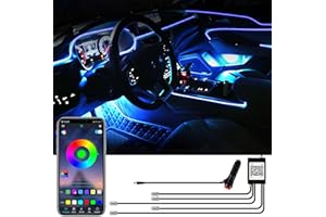 YAOBLUESEA 12V Striscia LED per Interni Auto 6M Luci Abitacolo Ambientali Illuminazione 5050 RGB al Neon Lampade Impermeabili con APP