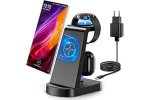 Cargador Inalambrico para Samsung, bakibo 3 en 1 Estación de Carga Inalámbrica para Galaxy Watch 5/5 Pro/4/3/Active 2/1,Carga
