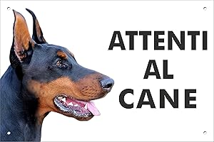 PUBBLIMANIA DOBERMANN Cartello Attenti al Cane in Alluminio spessore 3mm (Cm 15x20)