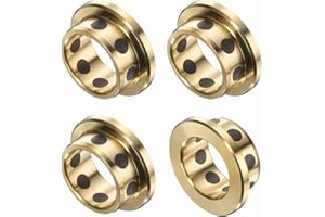 QUARKZMAN 4 Stück Flanschhülsenlager 16mm Bohrung x 20mm Außendurchmesser x 10mm Höhe, Umwickelte ölfreie Flanschbuchsen Messing Graphit, Ölfreies schmierendes gegossenes Messinglagerbuchse