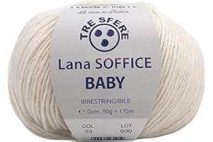 FILATI ITALIANI gomitoli di lana Soffice Baby 50g - 175 metri 50% lana e 50% dralon per capi morbidi e alla moda (BABY, panna - 33)