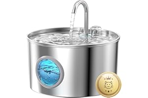 Cat Fountain Stainless Steel Drinking Fountain for Cats: Cat Fountain for Cats - 2.2L Water Fountain for Cats with 1 Filter and 1 Sponge - Automatic Cat Drinking Fountain for Dogs with