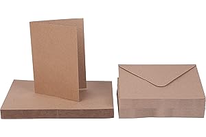 CRAFT UK XXL-Kartenset 50 Doppelkarten Kraftpapier mit 50 Umschlägen Klappkarten A6