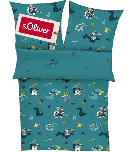 Parure De Lit Enfant S.Oliver Nuages Et Étoiles 100x135 Cm - Housse Couette Et Taie 100% Coton
