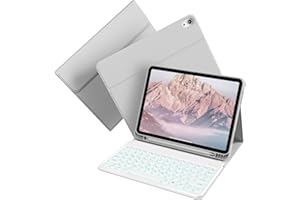KVTVOU Keyboard Case for iPad Air 11 Inch 2025/2024(M3/M2), iPad Air 10.9 Inch 5th/4th Gen 2022/2020, 7-Colour Backlight, Rechargeable Wireless Keyboard, Auto Wake/Sleep, Gray