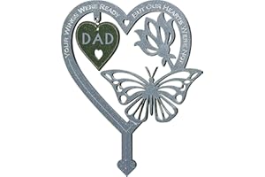 PEIQICHU Grave Decorations for Cemetery Memorial Plaques for Outdoors For Loss of Dad Graveside Metal Stick Garden Ornaments Marker Father Tribute Remembrance Gifts Heart Love Shape Decorative